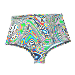 LUCID DREAMS | High Waisted Bottoms Boy Short Cut , Festival Bottoms, Rave Bottoms, Black Rave Outfit