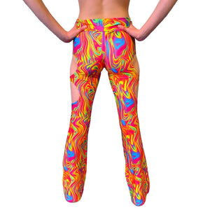 ALL The GLOW | Cut Out Flare Bell Bottom Pants, Festival Bottoms, Rave Pants, Yoga Pants