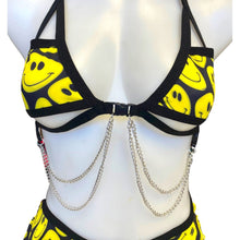 Load image into Gallery viewer, YELLOW SMILES | Chain Cage Top, Festival Top, Rave Top with Chains