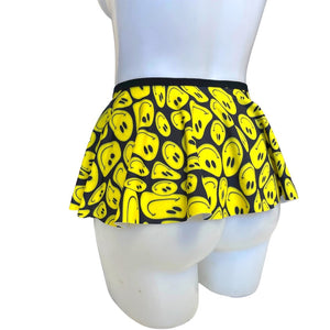 YELLOW SMILES | Ultra Mini Buckle Skirt, Rave Skirt, Festival Bottom