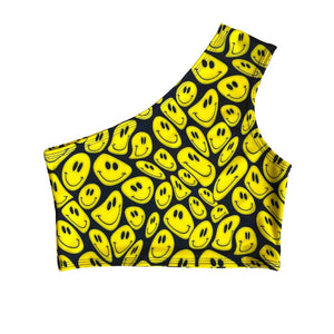YELLOW SMILES | One Shoulder Top, Women's Festival Top, Rave Top