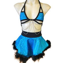 Load image into Gallery viewer, ALICE BLUE | Sparkle Blue | Chain Cage Top, Festival Top, Rave Top with Chains