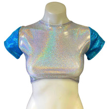 Load image into Gallery viewer, ALICE BLUE | Underboob Crop Top With Sleeves , Women&#39;s Festival Top, Rave Top
