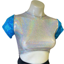 Load image into Gallery viewer, ALICE BLUE | Underboob Crop Top With Sleeves , Women&#39;s Festival Top, Rave Top