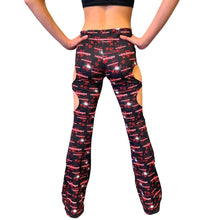 Load image into Gallery viewer, HEADBANGER | Cut Out Flare Bell Bottom Pants, Festival Bottoms, Rave Pants, Yoga Pants