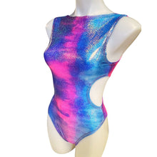 Load image into Gallery viewer, FESTIE BESTIE | Pink/Blue Holographic Aria Cut-Out Bodysuit |