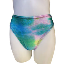 Load image into Gallery viewer, FESTIE BESTIE | Seafoam Holographic High Waisted High Cut Bottoms, Festival Bottoms, Rave Bottoms, Rave Outfit