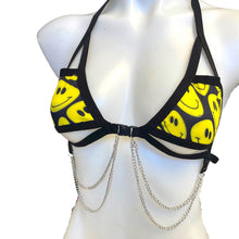 Load image into Gallery viewer, YELLOW SMILES | Chain Cage Top, Festival Top, Rave Top with Chains