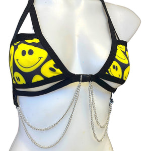 YELLOW SMILES | Chain Cage Top, Festival Top, Rave Top with Chains