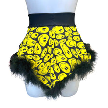 Load image into Gallery viewer, YELLOW SMILES | High Low Circle Skirt, Rave Skirt, Festival Bottom with Fluff Trim