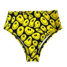 Load image into Gallery viewer, YELLOW SMILES | Regular High Waisted Bottoms, Festival Bottoms, Rave Bottoms, Black Rave Outfit