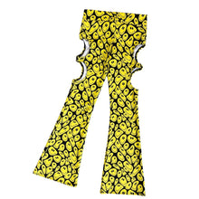 Load image into Gallery viewer, YELLOW SMILES | Cut Out Flare Bell Bottom Pants, Festival Bottoms, Rave Pants, Yoga Pants