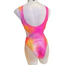 Load image into Gallery viewer, FESTIE BESTIE | Pink/Orange Holographic Aria Cut-Out Bodysuit |