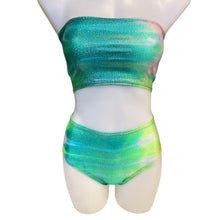 Load image into Gallery viewer, FESTIE BESTIE | Seafoam Holographic Tube Top, Women&#39;s Festival Top, Rave Top