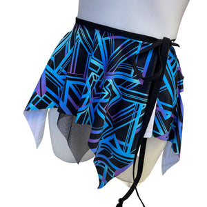 ALL NIGHTER | Asymmetrical Double layer Tie Skirt, Rave Skirt, Festival Bottom