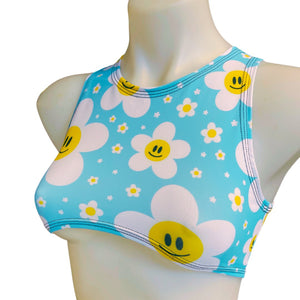 HAPPY DAISY | Underboob Sporty Crop Top, Women's Festival Top, Rave Top | Ready To Ship