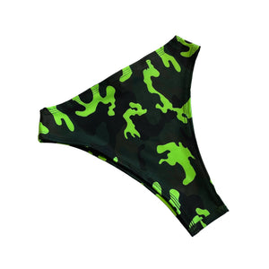 KOMBAT | High Waisted High Cut Bottoms, Festival Bottoms, Rave Bottoms, Camo Rave Outfit